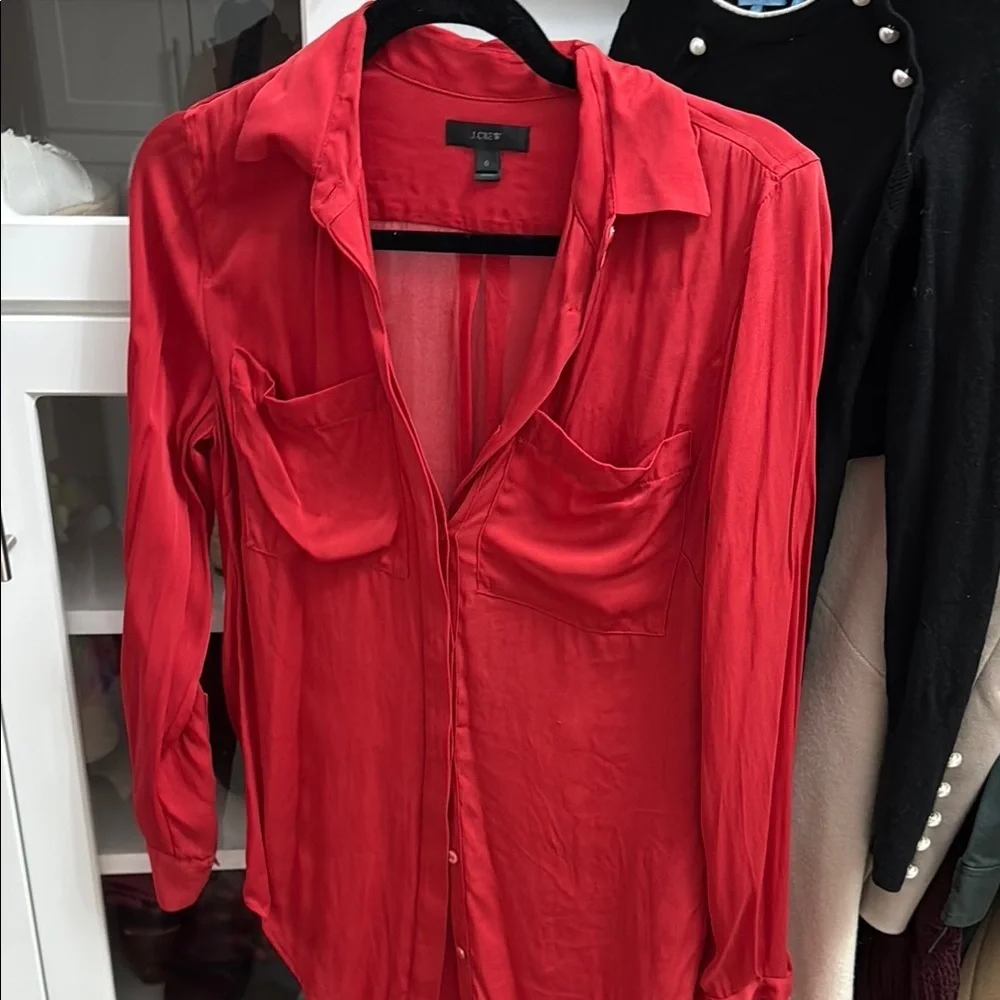 J. Crew Vibrant Red Button Down Shirt